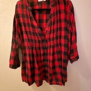 Cato Red and Black Checkered Blouse